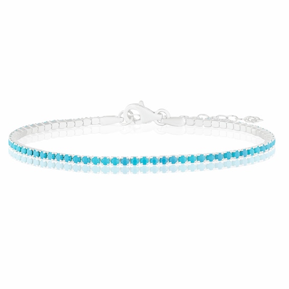 Sterling Silver Turquoise Colour Beaded Tennis 6+1 Bracelet