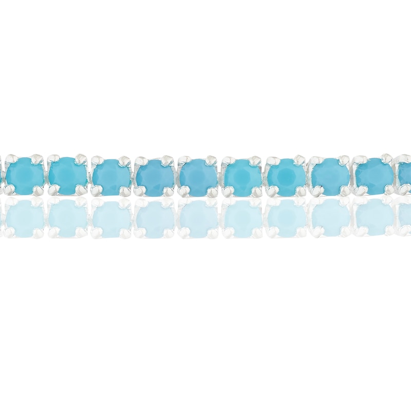 Main Image 2 of Sterling Silver Turquoise Colour Beaded Tennis 6+1" Bracelet