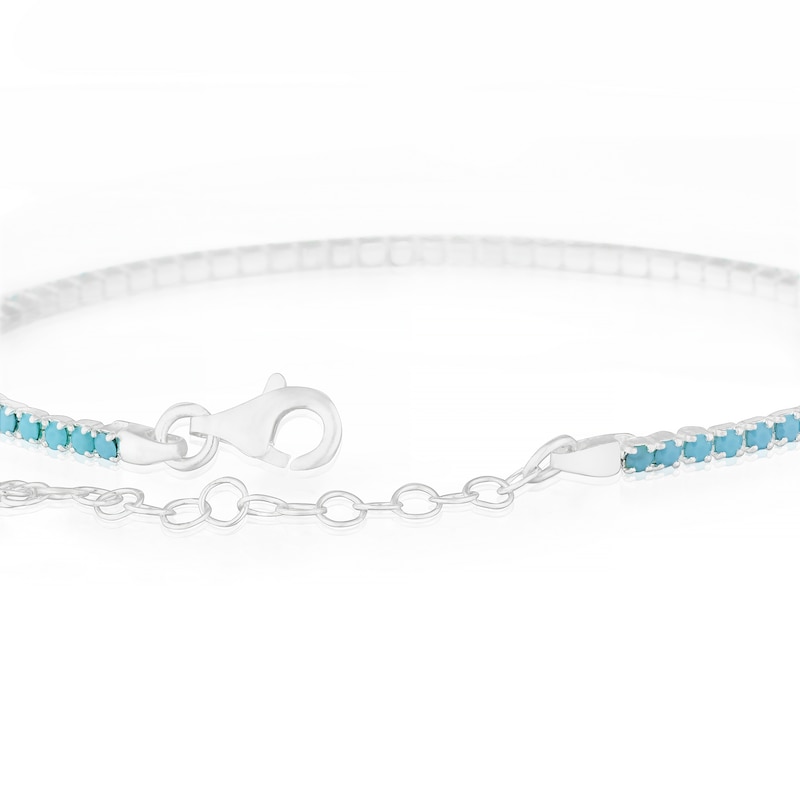 Main Image 3 of Sterling Silver Turquoise Colour Beaded Tennis 6+1" Bracelet