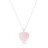 Thumbnail Image 1 of Sterling Silver Rose Quartz 3D Heart Pendant 16+2" Necklace