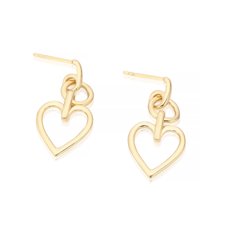 Main Image 2 of Sterling Silver & 18ct Yellow Gold Plated Vermeil Open Heart Drop Earrings