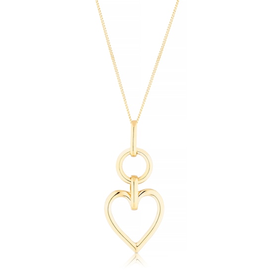 Sterling Silver and 18ct Yellow Gold Plated Vermeil Open Heart Drop Pendant 16+2 Necklace