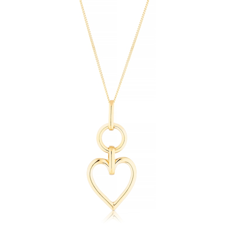 Main Image 1 of Sterling Silver & 18ct Yellow Gold Plated Vermeil Open Heart Drop Pendant 16+2" Necklace