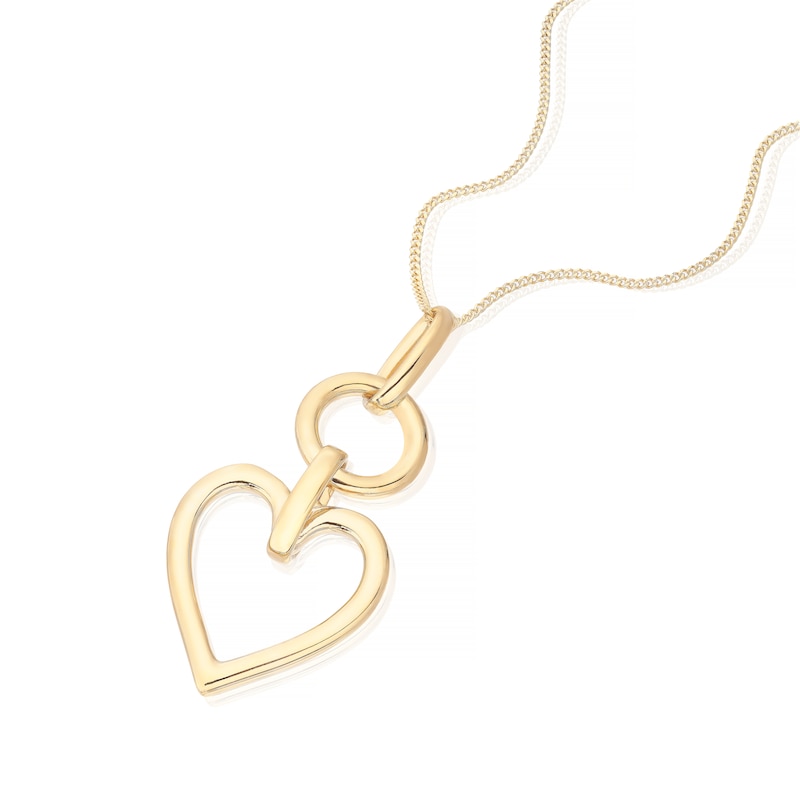 Main Image 2 of Sterling Silver & 18ct Yellow Gold Plated Vermeil Open Heart Drop Pendant 16+2" Necklace