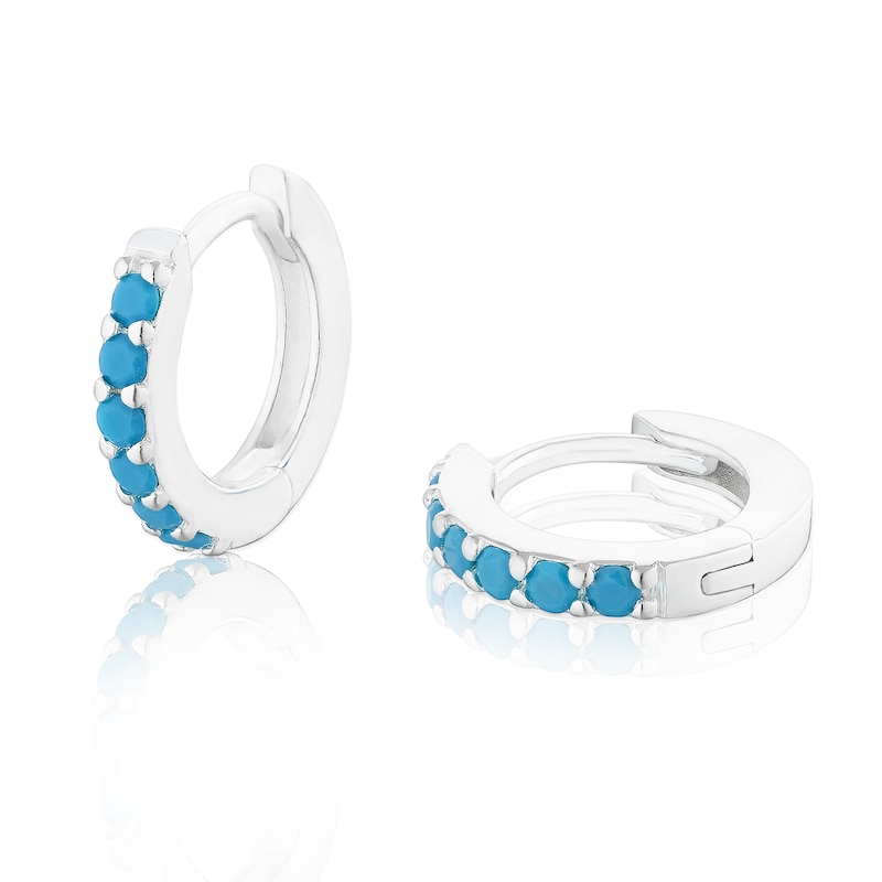 Sterling Silver Turquoise Crystal Hoop Earrings