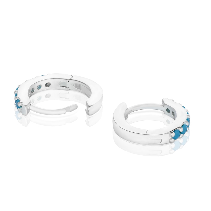 Sterling Silver Turquoise Crystal Hoop Earrings