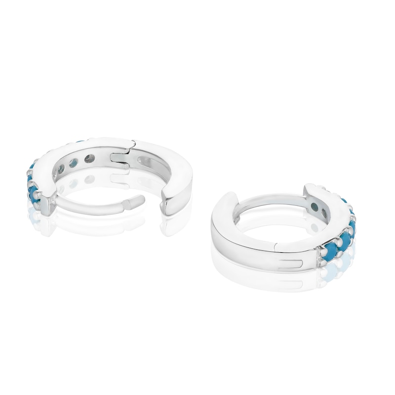 Main Image 2 of Sterling Silver Turquoise Colour Crystal Hoop Earrings