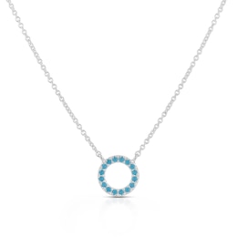 Sterling Silver Turquoise Colour Crystal Circle 16+2" Necklace