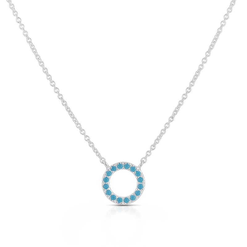Main Image 1 of Sterling Silver Turquoise Colour Crystal Circle 16+2" Necklace