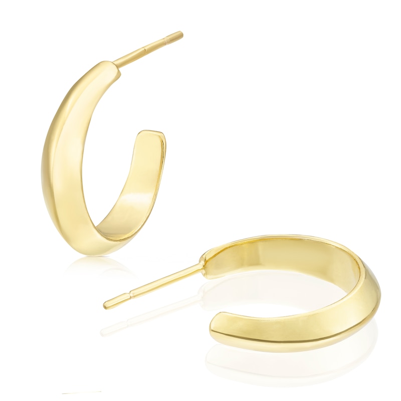 Main Image 1 of Sterling Silver & 18ct Yellow Gold Plated Vermeil Bevelled Edge Hoop Earrings