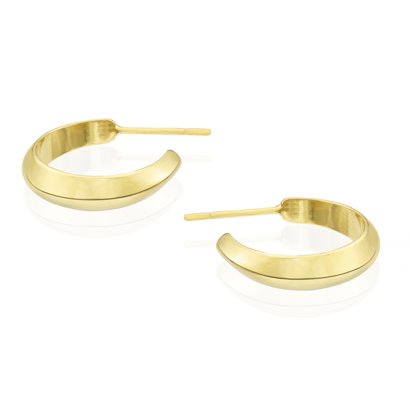 Main Image 2 of Sterling Silver & 18ct Yellow Gold Plated Vermeil Bevelled Edge Hoop Earrings