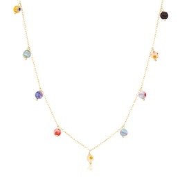 9ct Yellow Gold Merano Glass Multicoloured Drop Pendant 18" Necklace