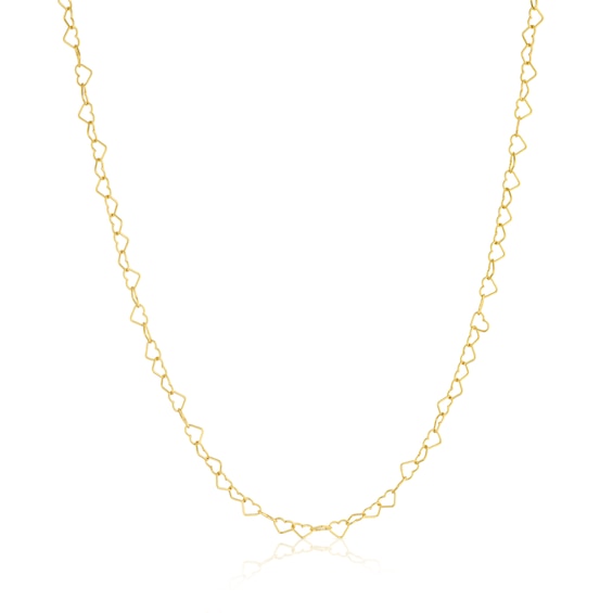 Sterling Silver and 18ct Yellow Gold Plated Vermeil Heart Chain 16+2 Necklace