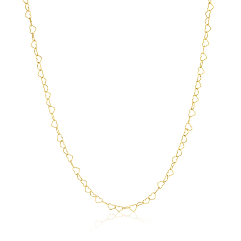 Main Image 1 of Sterling Silver & 18ct Yellow Gold Plated Vermeil Heart Chain 16+2" Necklace