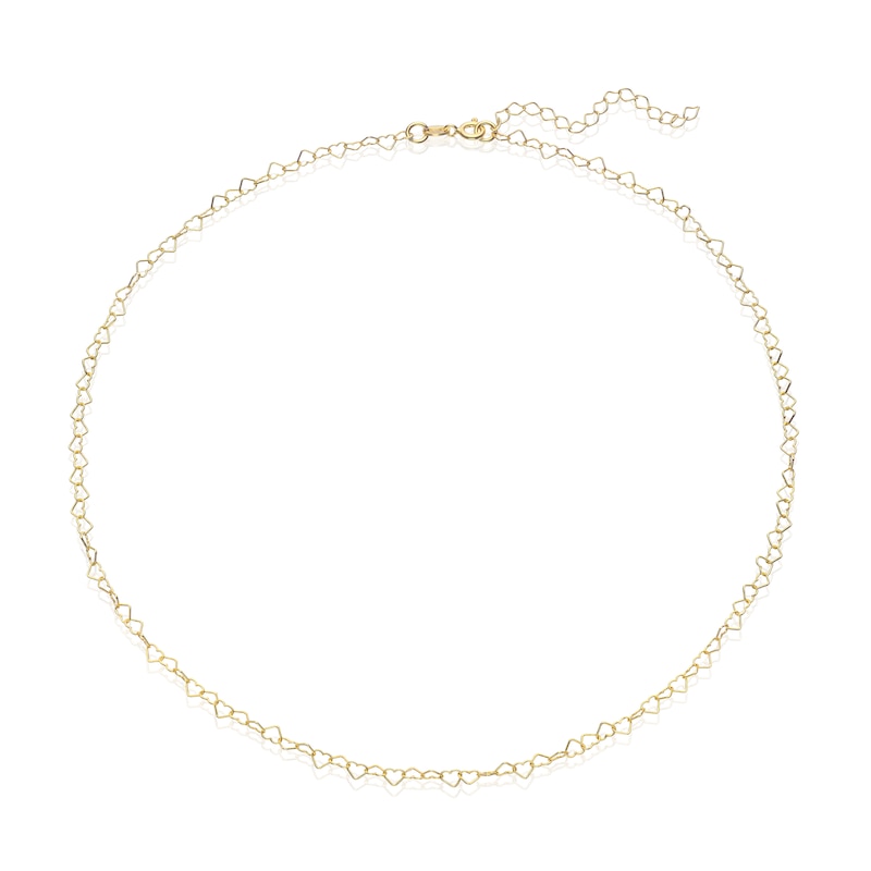 Main Image 2 of Sterling Silver & 18ct Yellow Gold Plated Vermeil Heart Chain 16+2" Necklace