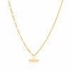 Thumbnail Image 1 of Sterling Silver 18ct Gold Plated Half Curb & Half Figaro T-Bar 16+2" Necklace
