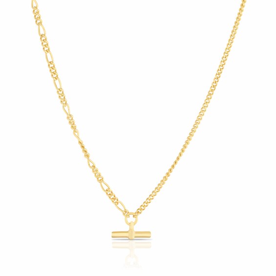 Sterling Silver 18ct Gold Plated Half Curb and Half Figaro T