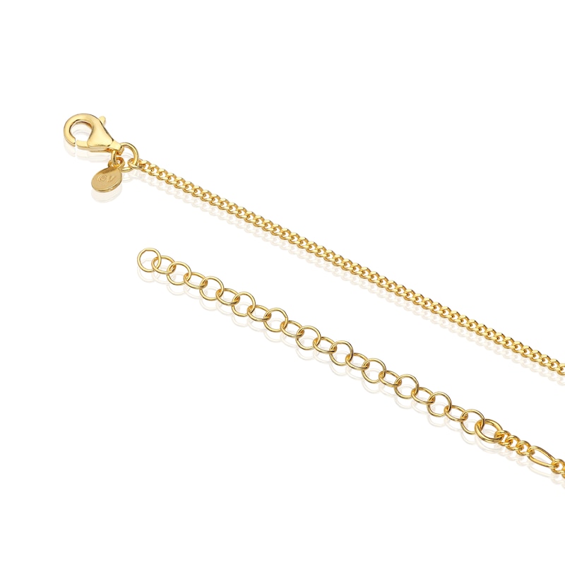 Main Image 3 of Sterling Silver 18ct Gold Plated Half Curb & Half Figaro T-Bar 16+2" Necklace