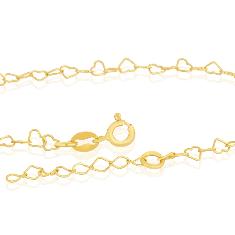 Main Image 3 of Sterling Silver & 18ct Yellow Gold Plated Vermeil Heart Chain 7+1" Bracelet