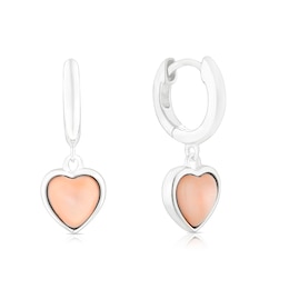 Sterling Silver Pink Mother of Pearl Huggie Hoop Earrings