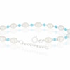 Thumbnail Image 2 of Sterling Silver Freshwater Pearl & Blue Beaded 6.5+1 Inch Bracelet