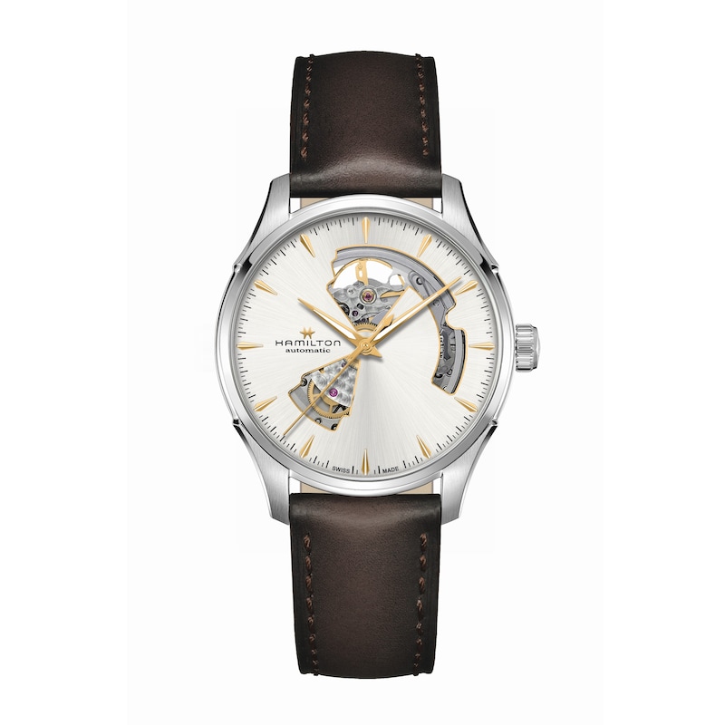 Main Image 1 of Hamilton Jazzmaster Open Heart Men's Brown Leather Strap Watch