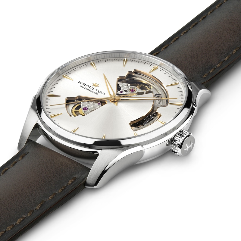 Main Image 2 of Hamilton Jazzmaster Open Heart Men's Brown Leather Strap Watch