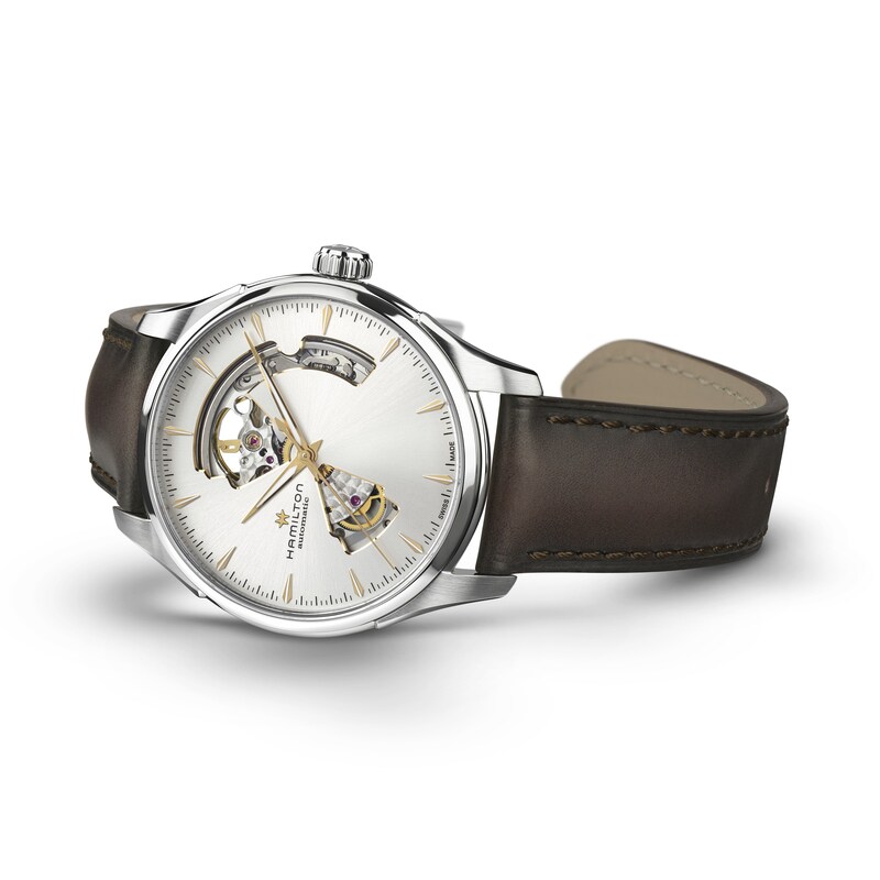 Main Image 3 of Hamilton Jazzmaster Open Heart Men's Brown Leather Strap Watch