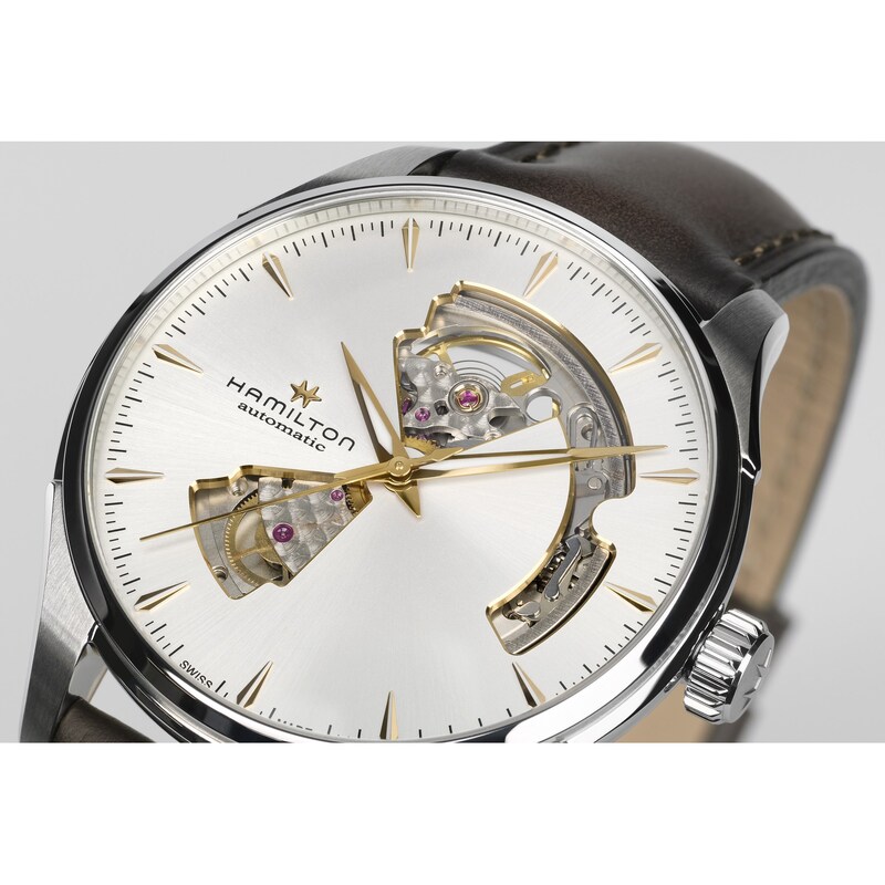 Main Image 4 of Hamilton Jazzmaster Open Heart Men's Brown Leather Strap Watch