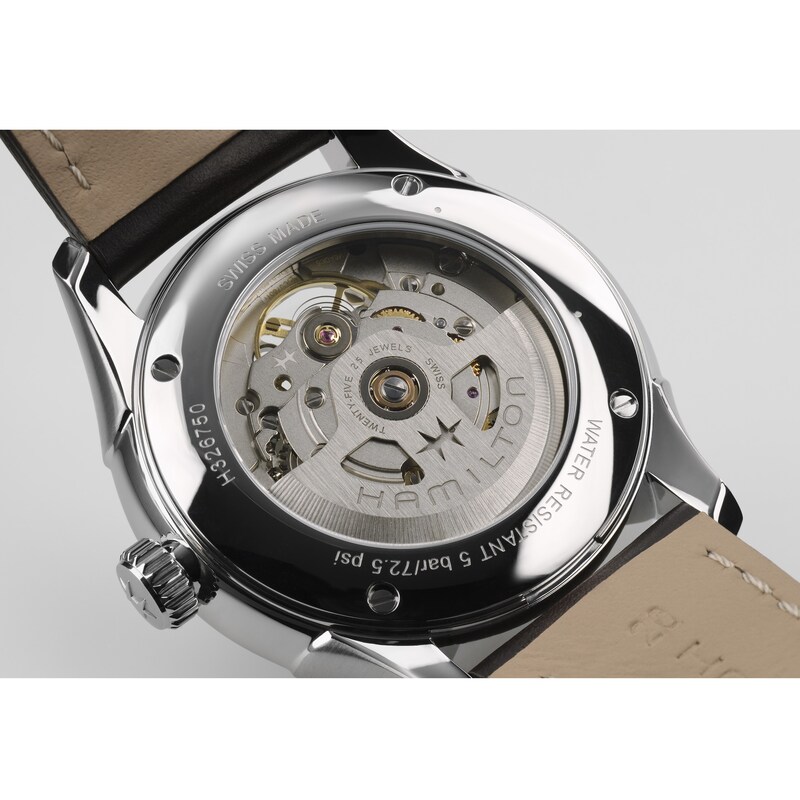 Main Image 5 of Hamilton Jazzmaster Open Heart Men's Brown Leather Strap Watch
