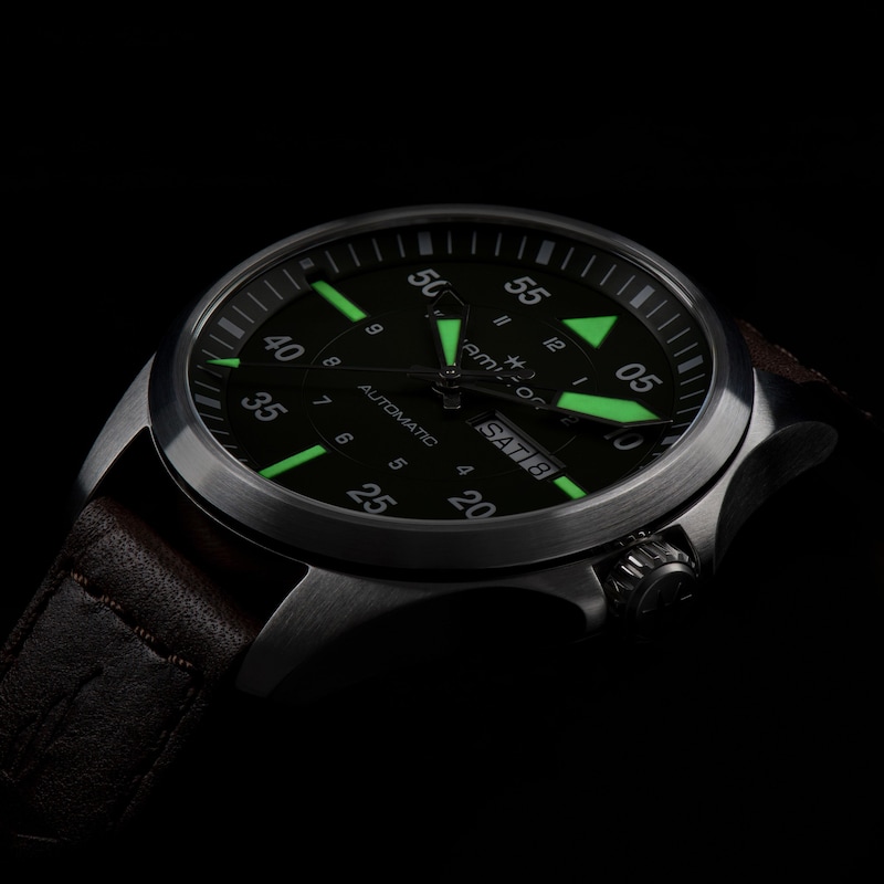 Hamilton Khaki Aviation Brown Leather Strap Watch