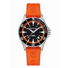 Hamilton Khaki Navy Scuba Men's Orange Rubber Strap Watch
