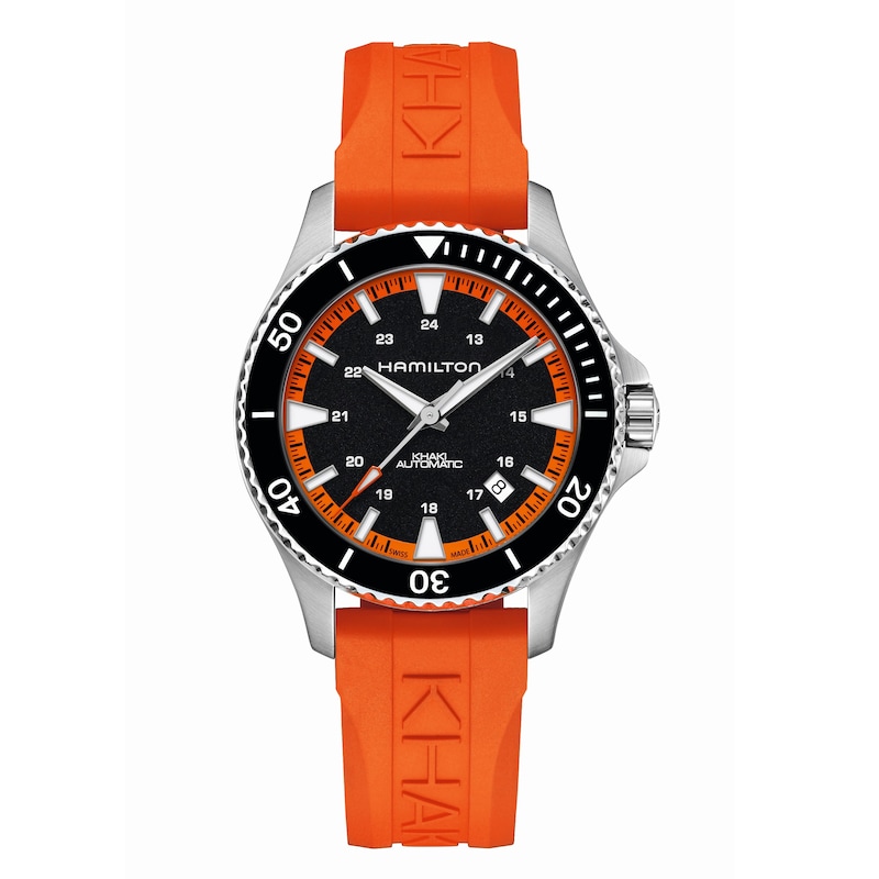 Main Image 1 of Hamilton Khaki Navy Scuba Men's Orange Rubber Strap Watch