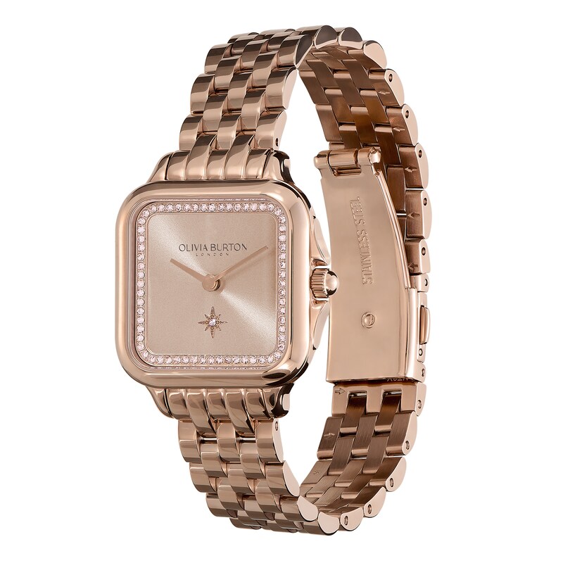 Olivia Burton Grosvenor Ladies' Blush Dial Carnation Gold Tone Bracelet Watch