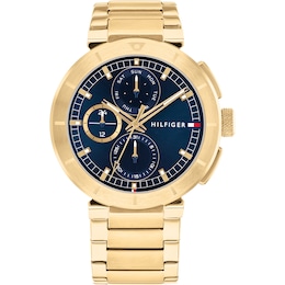 Tommy Hilfiger Men's Blue Dial Gold Tone Bracelet Watch