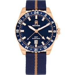 Tommy Hilfiger Men's Blue Tide Ocean Striped Strap Watch