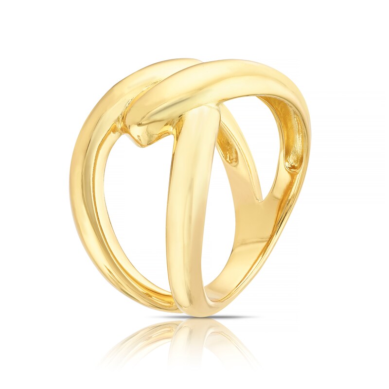 Main Image 2 of Sterling Silver & 18ct Yellow Gold Plated Vermeil Twist Ring (Size N)
