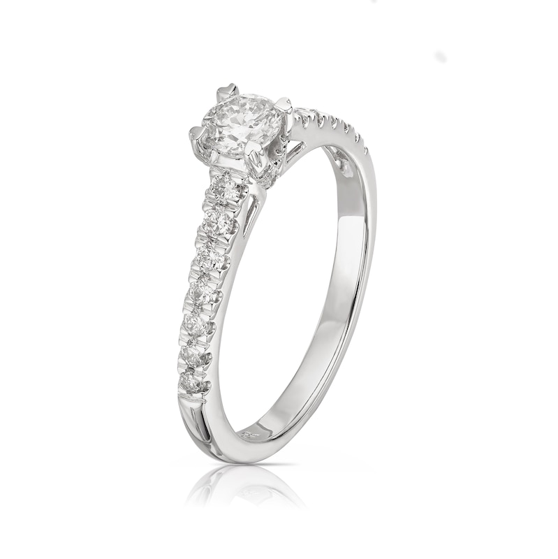 Main Image 2 of The Forever Diamond Platinum 0.75ct Diamond Solitaire Shoulder Detail Ring