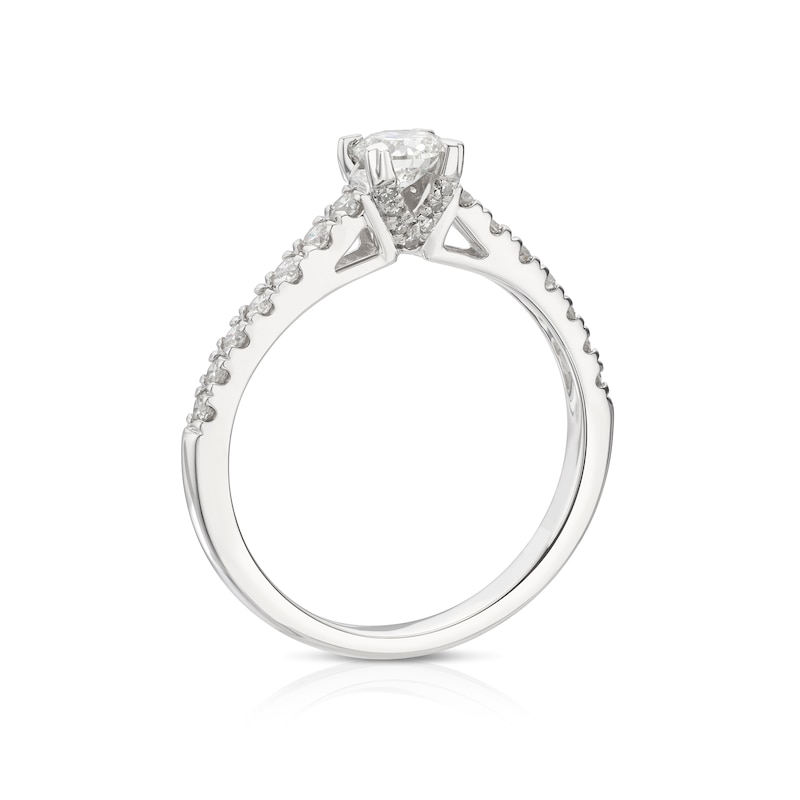 Main Image 3 of The Forever Diamond Platinum 0.75ct Diamond Solitaire Shoulder Detail Ring