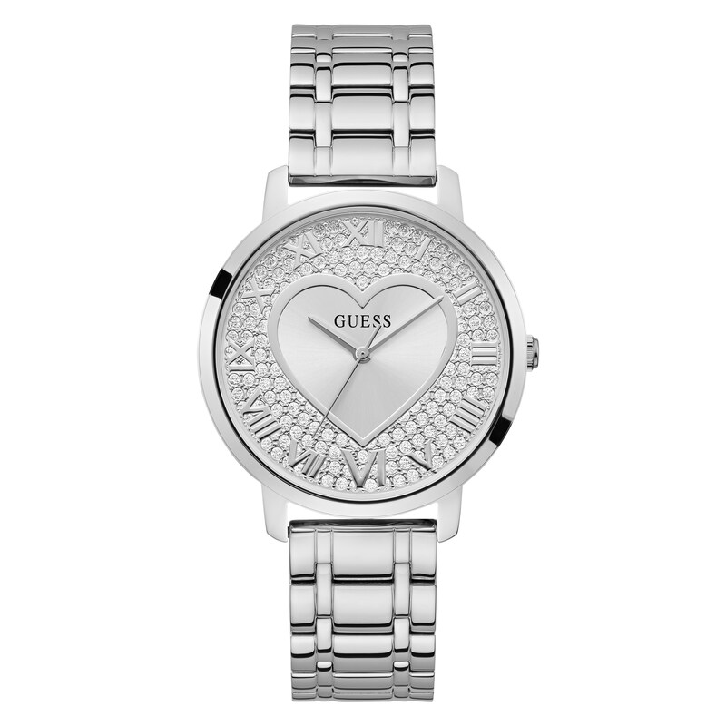 Main Image 1 of Guess Ladies' Stone Set Heart Detail Dial Stainless Steel Bracelet Watch