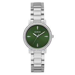 Guess Ladies' Green Dial Stainless Steel Bracelet Watch