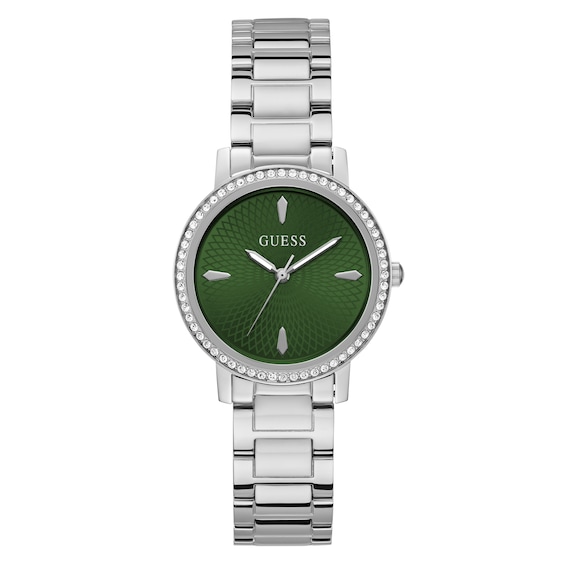 Guess Women's Green Dial Stainless Steel Bracelet Watch