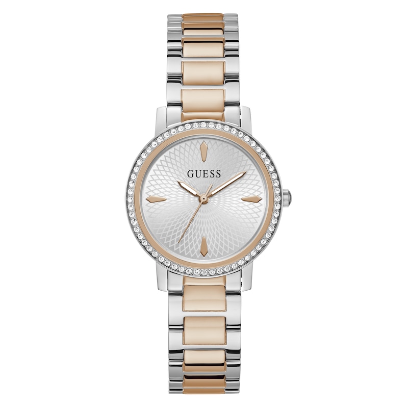 Main Image 1 of Guess Ladies' Stone Set Silver Dial Two Tone Bracelet Watch