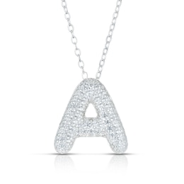Sterling Silver Cubic Zirconia 'A' Bubble Initial Necklace