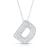 Thumbnail Image 1 of Sterling Silver Cubic Zirconia 'D' Bubble Initial Necklace