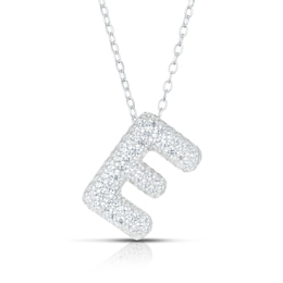 Sterling Silver Cubic Zirconia 'E' Bubble Initial Necklace