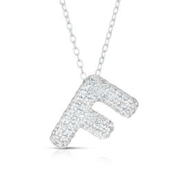 Sterling Silver Cubic Zirconia 'F' Bubble Initial Necklace