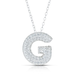 Sterling Silver Cubic Zirconia 'G' Bubble Initial Necklace