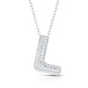 Thumbnail Image 1 of Sterling Silver Cubic Zirconia 'L' Bubble Initial Necklace