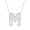Thumbnail Image 1 of Sterling Silver Cubic Zirconia 'M' Bubble Initial Necklace